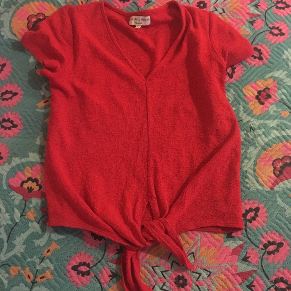 Madewell Texture & Thread V-Neck Tie-Front Top